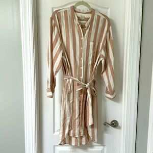 a new day Striped Tan and White Midi Dress